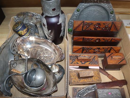 A quantity of Art Nouveau and Art and Crafts metalware